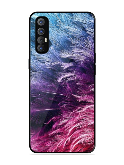 Light Grey Feather Background Glossy Metal Phone Cover for Oppo Reno 3 Pro