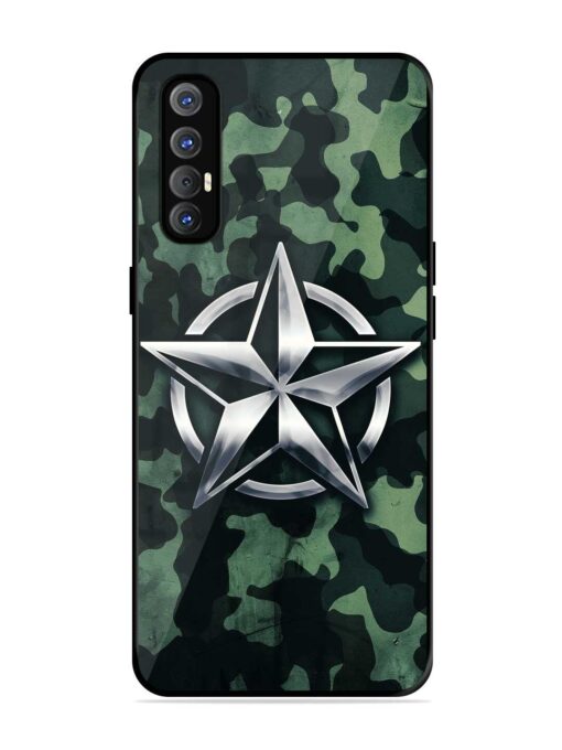 Indian Army Star Design Glossy Metal Phone Cover for Oppo Reno 3 Pro