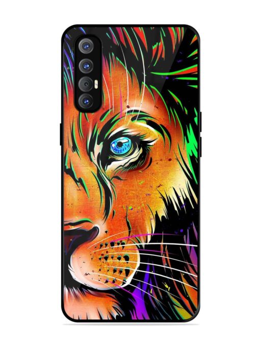 Colorful Lion Design Glossy Metal TPU Phone Cover for Oppo Reno 3 Pro