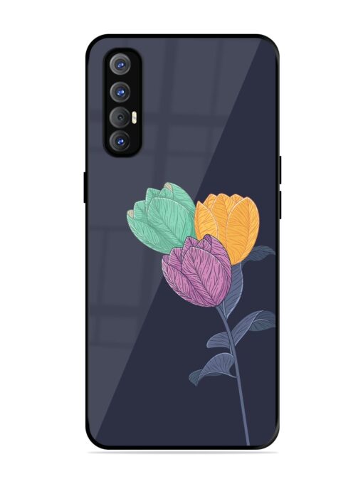 Flower Vector Glossy Metal Phone Cover for Oppo Reno 3 Pro