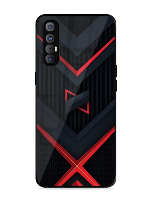 Red Gray Abstract Glossy Metal Phone Cover for Oppo Reno 3 Pro