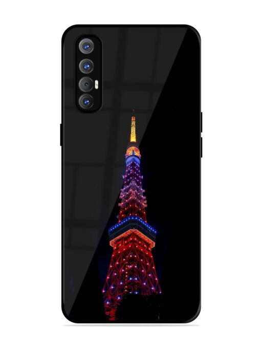 Eiffel Tower Night View Glossy Metal Phone Cover for Oppo Reno 3 Pro