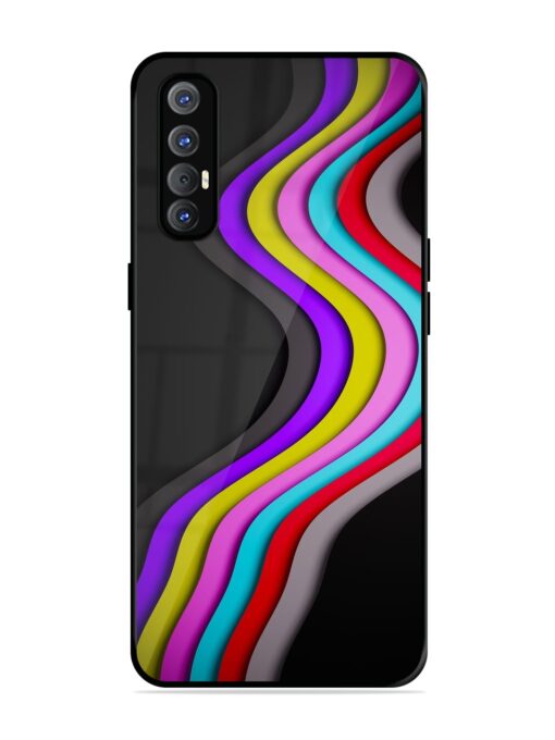 Liquid Blue Abstract Glossy Metal Phone Cover for Oppo Reno 3 Pro