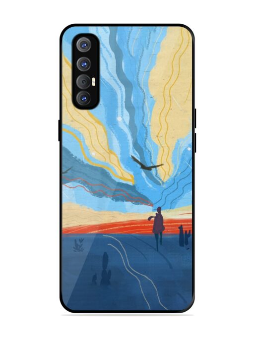 Minimal Abstract Landscape Glossy Metal Phone Cover for Oppo Reno 3 Pro