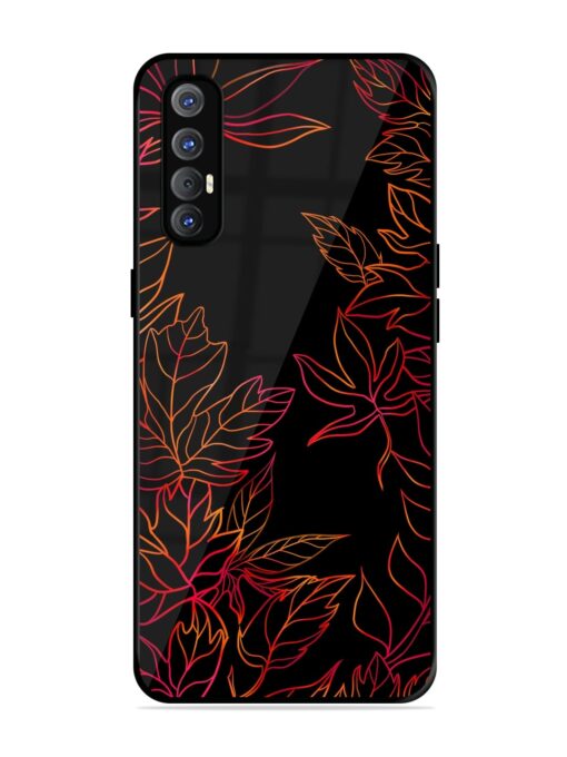 Red Floral Pattern Glossy Metal Phone Cover for Oppo Reno 3 Pro