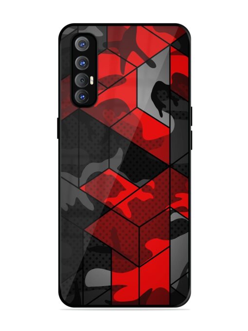 Royal Red Camouflage Pattern Glossy Metal Phone Cover for Oppo Reno 3 Pro