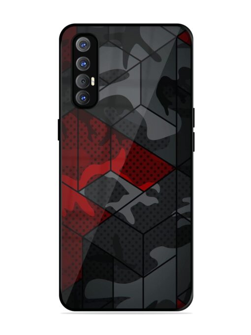 Red And Grey Pattern Glossy Metal Phone Cover for Oppo Reno 3 Pro