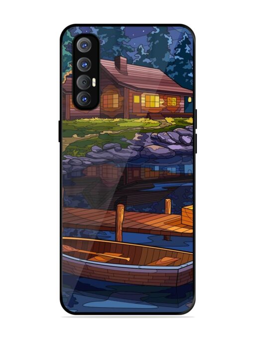 Village Night Scene Glossy Metal Phone Cover for Oppo Reno 3 Pro