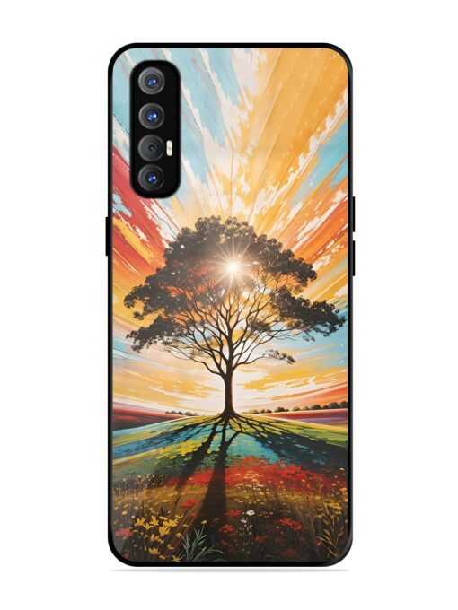 Abstract Tree Colorful Art Glossy Metal Phone Cover for Oppo Reno 3 Pro