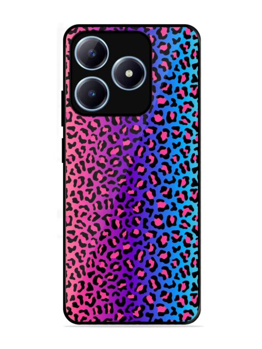 Colorful Leopard Seamless Glossy Metal Phone Cover for Realme C63 (4G)