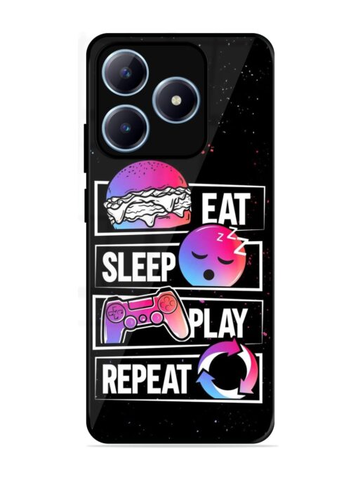 Eat Sleep Play Repeat Glossy Metal Phone Cover for Realme C63 (4G)