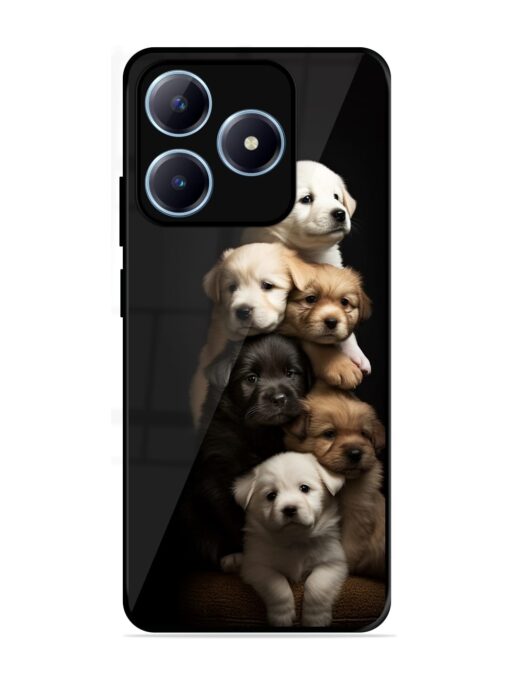 Cute Baby Dogs Glossy Metal Phone Cover for Realme C63 (4G)