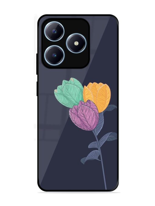 Flower Vector Glossy Metal Phone Cover for Realme Narzo N63