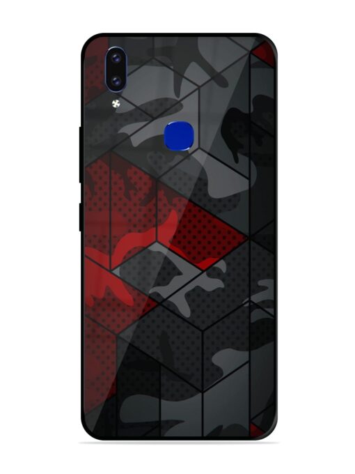 Red And Grey Pattern Glossy Metal Phone Cover for Vivo V9