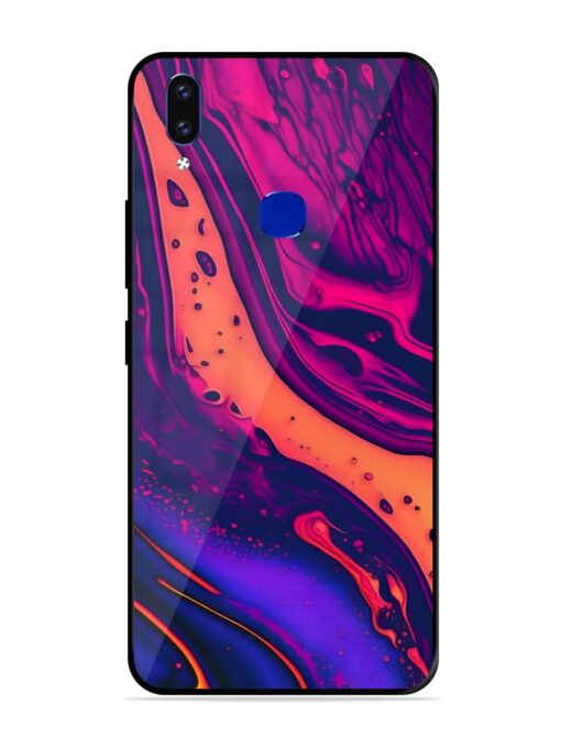 Fluid Blue Pink Art Glossy Metal Phone Cover for Vivo V9 Youth