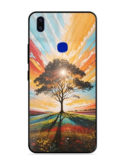 Abstract Tree Colorful Art Glossy Metal Phone Cover for Vivo V9 Youth