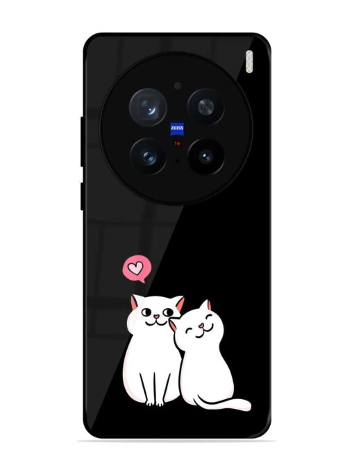 Cat Love Glossy Metal Phone Cover for Vivo X200 Pro (5G)