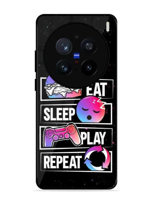 Eat Sleep Play Repeat Glossy Metal Phone Cover for Vivo X200 Pro (5G)