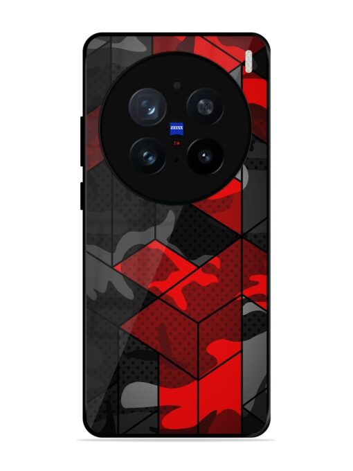 Royal Red Camouflage Pattern Glossy Metal Phone Cover for Vivo X200 Pro (5G)