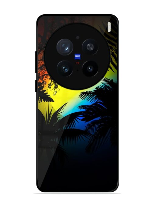 Colorful Sunset With Palm Trees Glossy Metal Phone Cover for Vivo X200 Pro (5G)