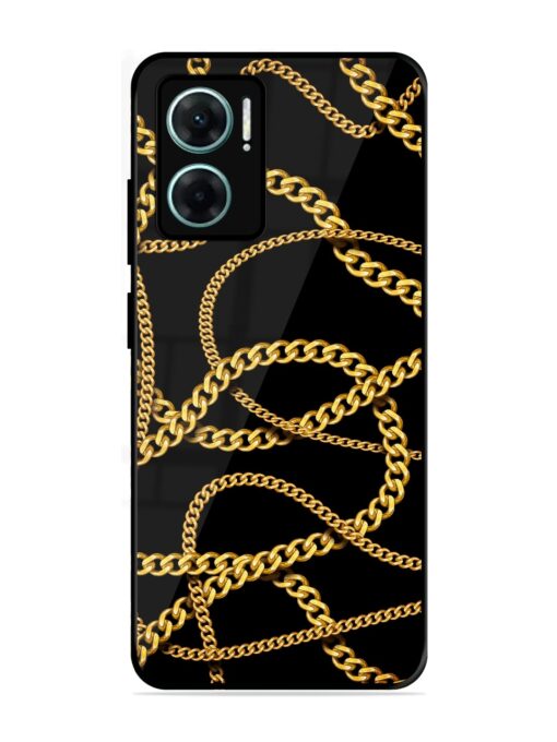 Decorative Golde Chain Glossy Metal Phone Cover for Xiaomi Redmi 11 Prime (5G)