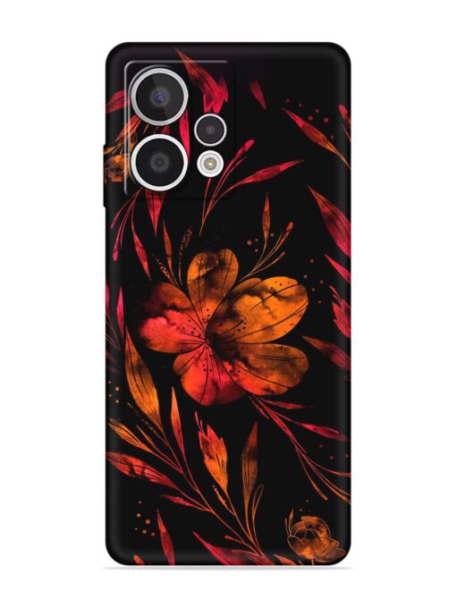 Red Flower Painting Embossed Soft Silicone Case for HMD Crest Max (5G)