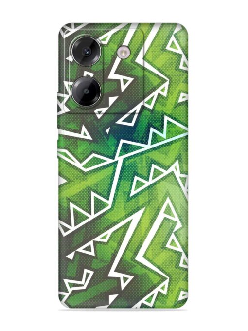 Green Graffiti Seamless Embossed Soft Silicone Case for Poco M7 Pro (5G)