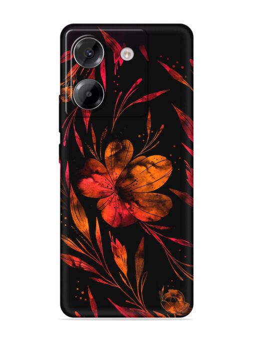 Red Flower Painting Embossed Soft Silicone Case for Poco M7 Pro (5G)