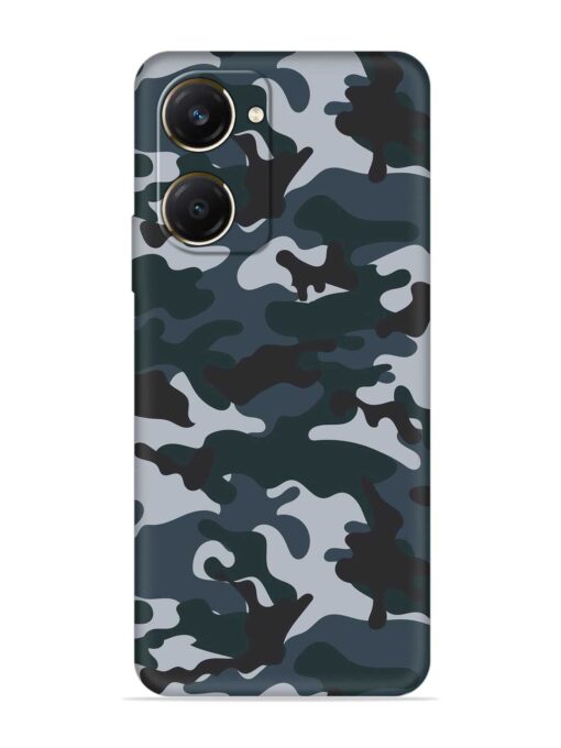 Dark Blue Army Military Art Embossed Soft Silicone Case for Vivo Y28S (5G)