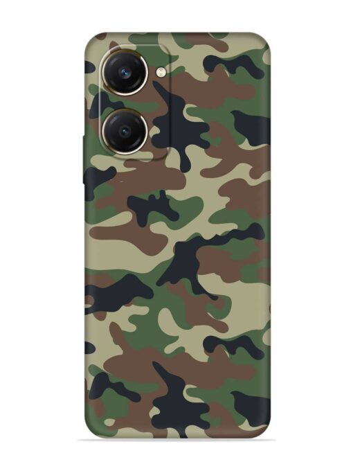 Army Military Camouflage Dark Green Embossed Soft Silicone Case for Vivo Y28S (5G)