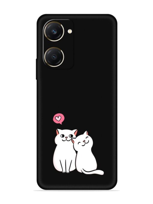 Cute Loving Cats Embossed Soft Silicone Case for Vivo Y28S (5G)