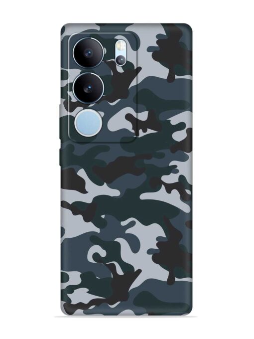 Dark Blue Army Military Art Embossed Soft Silicone Case for Vivo Y29 (5G)