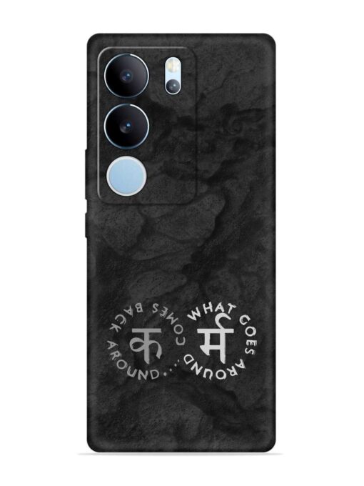 Karma Hindi Word Embossed Soft Silicone Case for Vivo Y29 (5G)