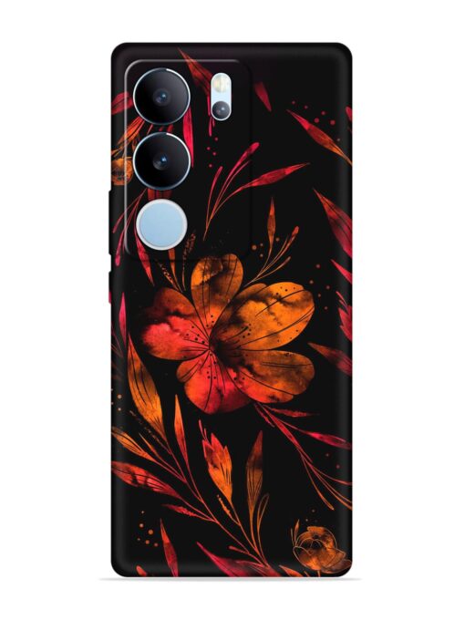 Red Flower Painting Embossed Soft Silicone Case for Vivo Y29 (5G)