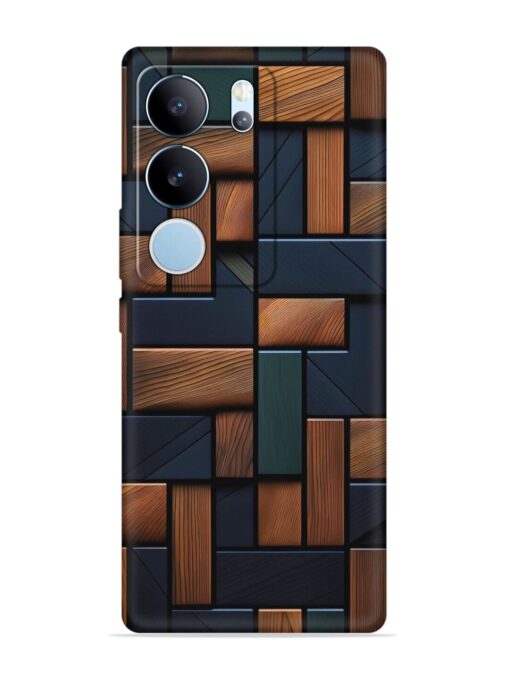 Wooden Background Cubes Embossed Soft Silicone Case for Vivo Y29 (5G)