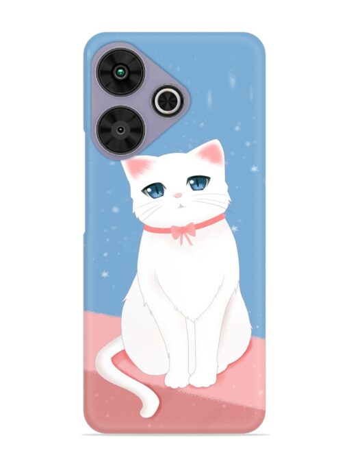 Cute White Cat Snap Case for Poco M6 Plus (5G)