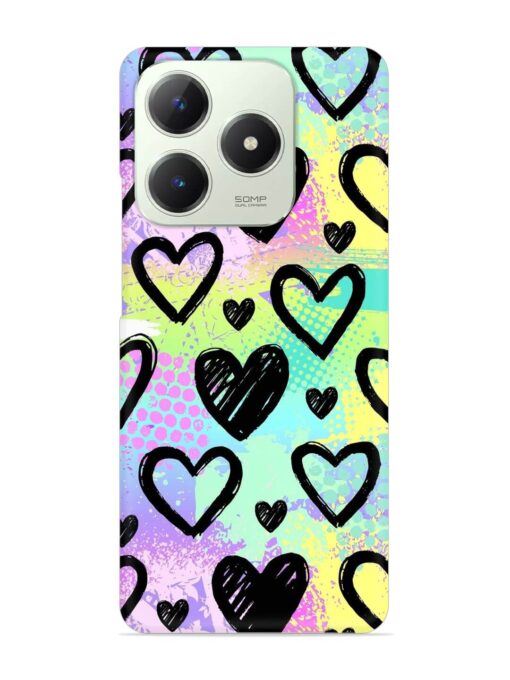 Bright Pattern Hearts Snap Case for Realme C63 (4G)