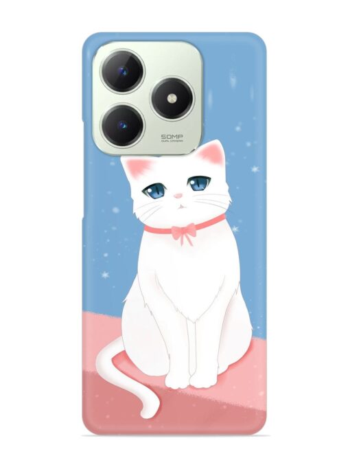 Cute White Cat Snap Case for Realme C63 (4G)