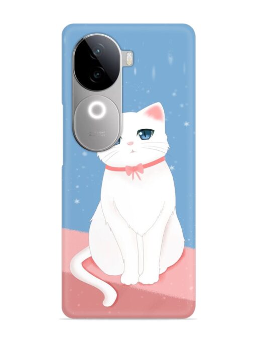 Cute White Cat Snap Case for Vivo V40E (5G)