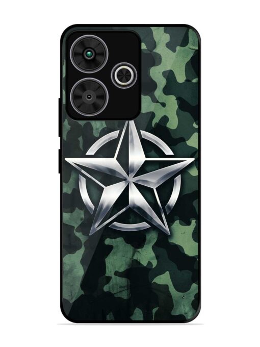 Indian Army Star Design Glossy Metal Phone Cover for Poco M6 Plus (5G)