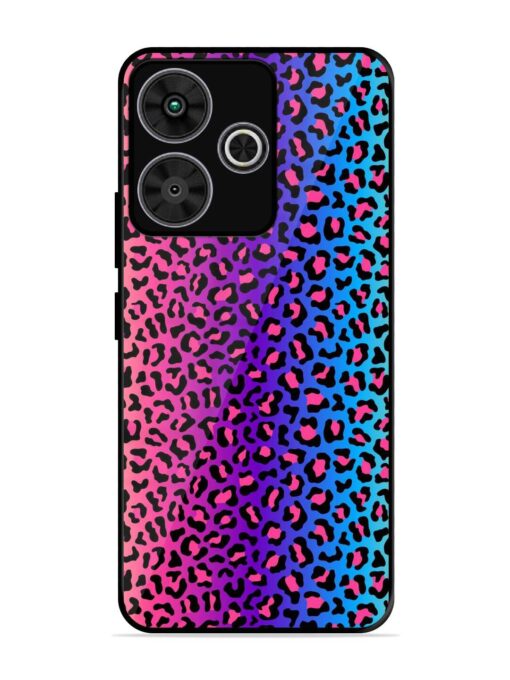 Colorful Leopard Seamless Glossy Metal Phone Cover for Poco M6 Plus (5G)