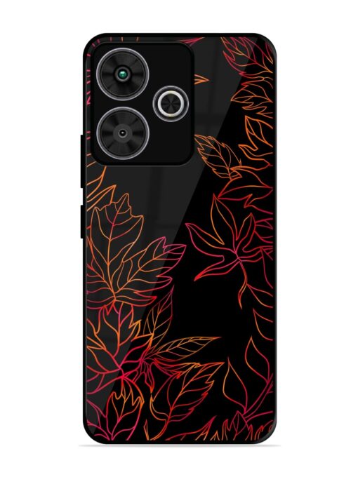 Red Floral Pattern Glossy Metal Phone Cover for Poco M6 Plus (5G)