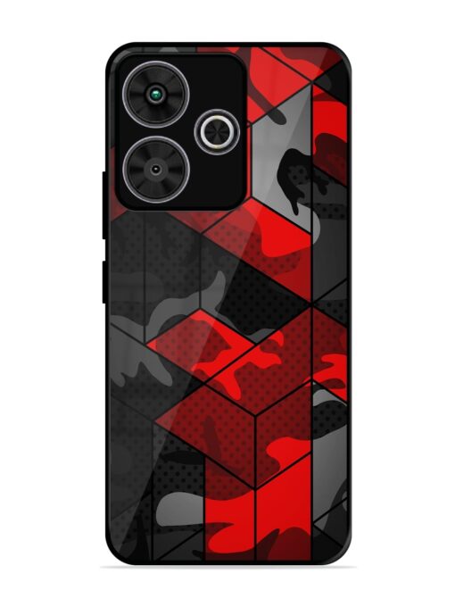 Royal Red Camouflage Pattern Glossy Metal Phone Cover for Poco M6 Plus (5G)