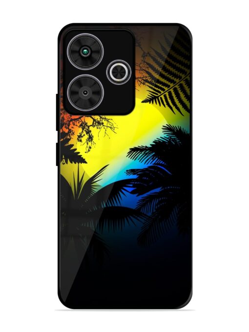 Colorful Sunset With Palm Trees Glossy Metal Phone Cover for Poco M6 Plus (5G)