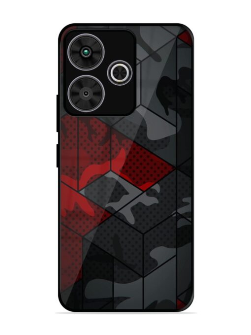 Red And Grey Pattern Glossy Metal Phone Cover for Poco M6 Plus (5G)