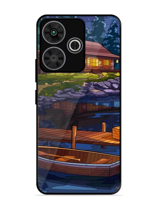 Village Night Scene Glossy Metal Phone Cover for Poco M6 Plus (5G)