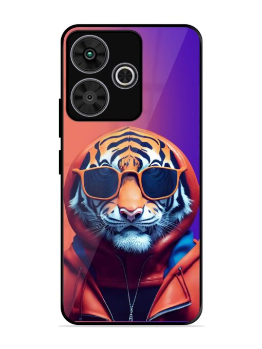 Tiger Animation Glossy Metal Phone Cover for Poco M6 Plus (5G)