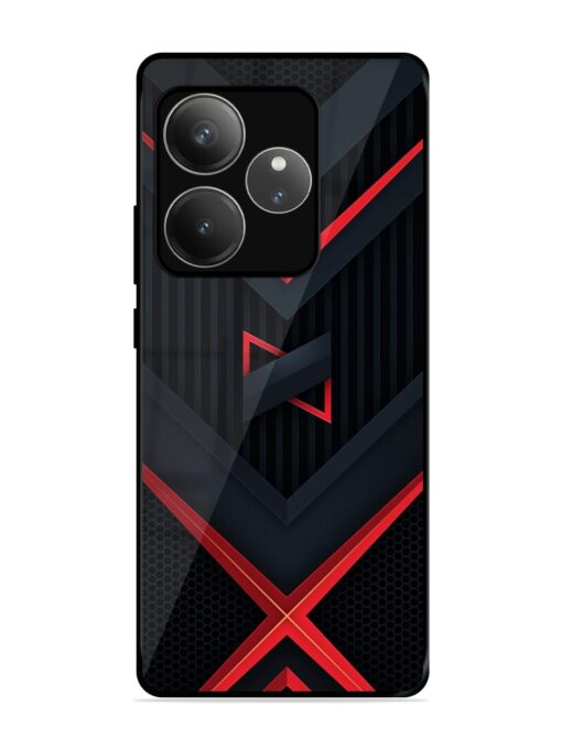 Red Gray Abstract Glossy Metal Phone Cover for Realme Gt 6