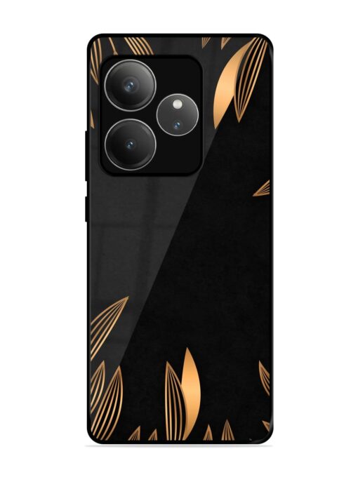 Golden Leaf Pattern Glossy Metal Phone Cover for Realme Gt 6