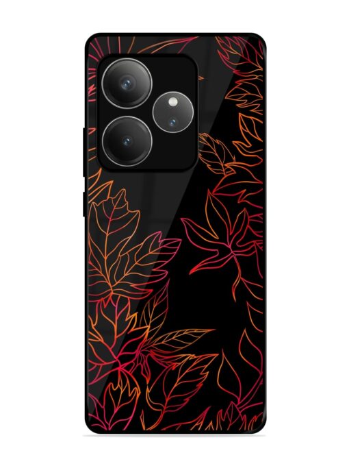 Red Floral Pattern Glossy Metal Phone Cover for Realme Gt 6